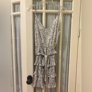 White and Black Ruffle Mini Dress